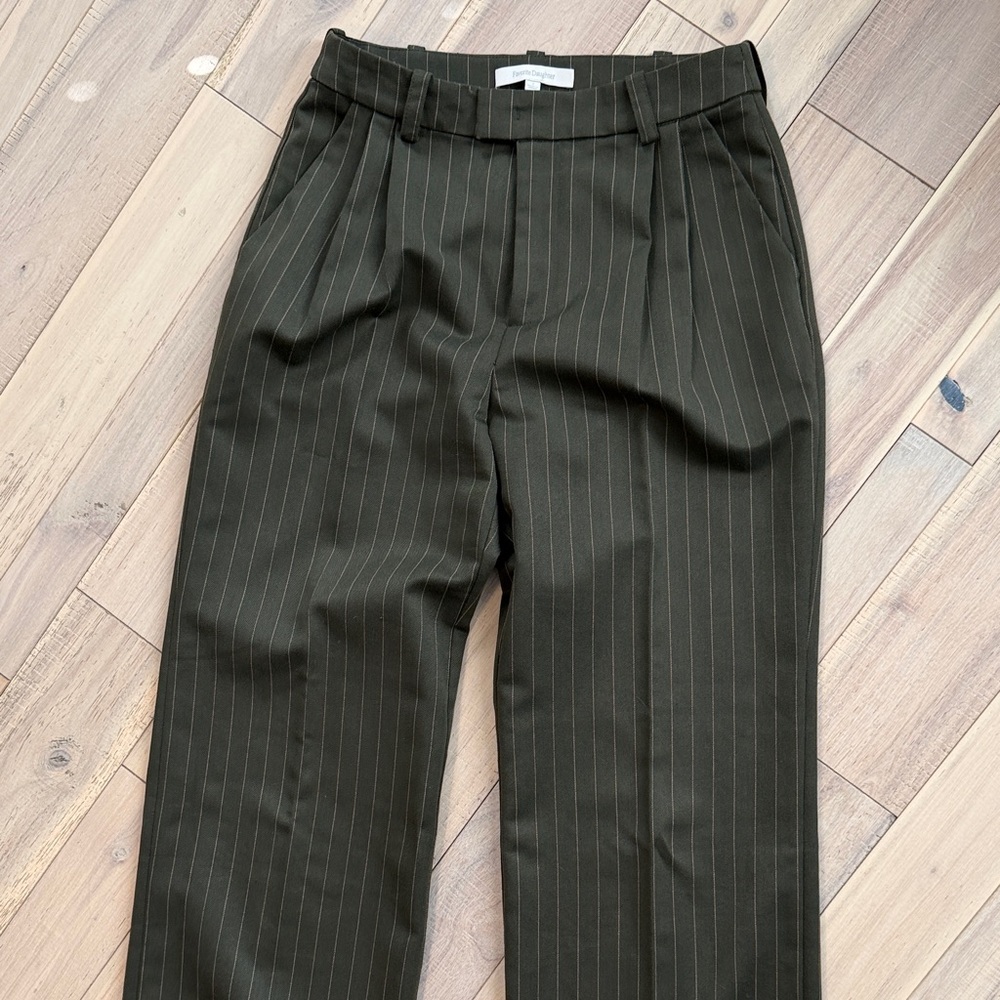 Favorite Daughter Olive Pinstripe Trousers